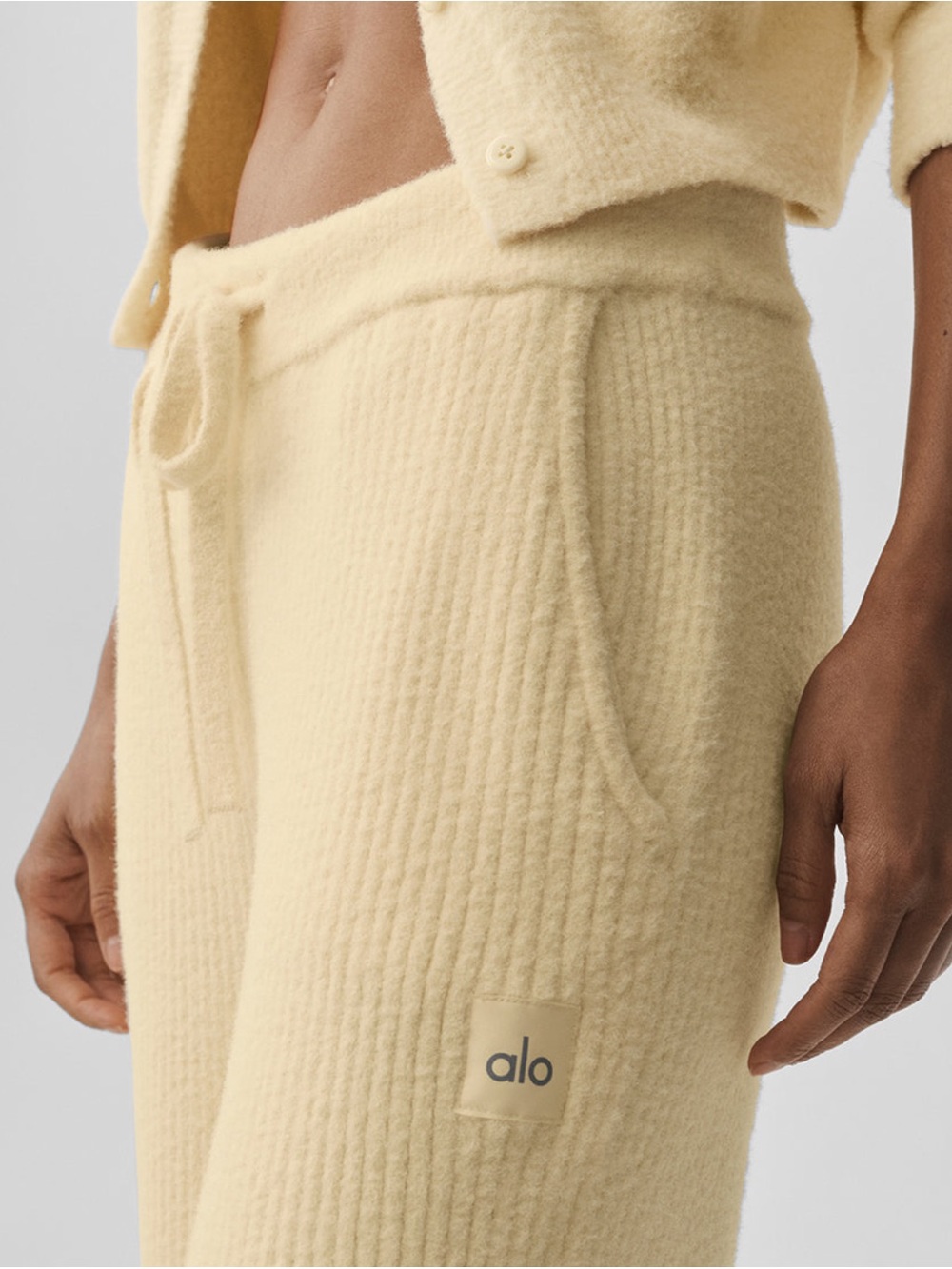 Snuggle Up Sweater High-Waist Wide Leg Pant - Candlelight Yellow